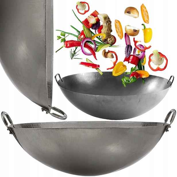 Čínská velká pánev Wok z uhlíkové oceli 18 palců Průměr 45 cm Proorient