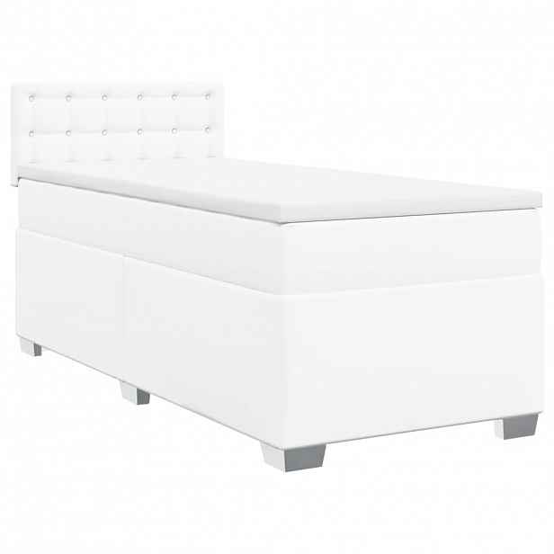 vidaXL Box spring postel s matrací bílá 90x190 cm umělá kůže