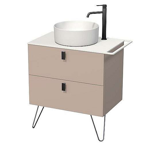 Koupelnová skříňka pod umyvadlo s držákem ručníku Naturel Art Deco 68x55x50 cm Rose Beige mat ARTDECO60RBBU