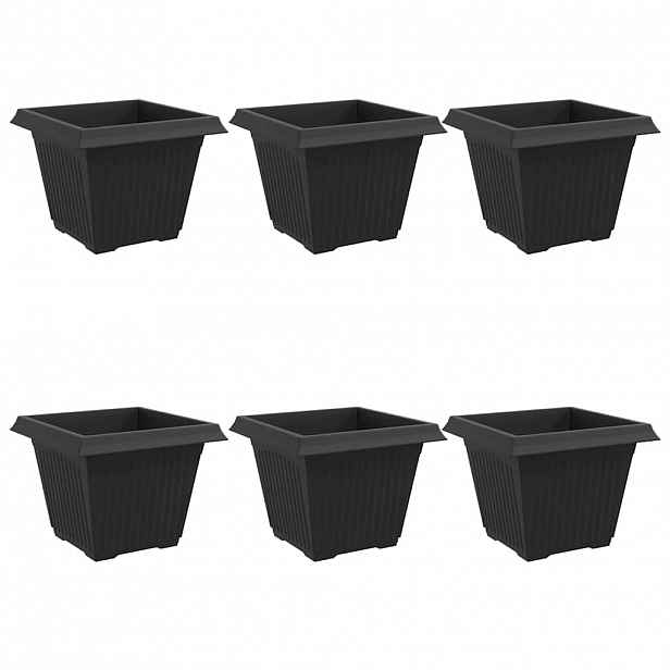 vidaXL Čtvercový květináč 6 ks Černá 43 x 43 x 33,5 cm Plast