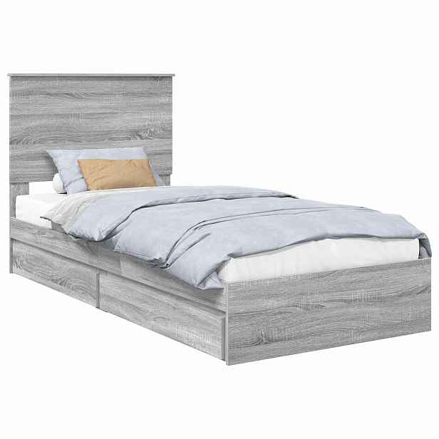 vidaXL Postel s úložným prostorem Šedá Sonoma 90 x 190 cm