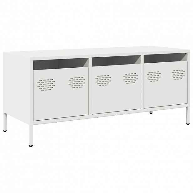 vidaXL TV skříňka bílá 101,5 x 39 x 43,5 cm ocel válcovaná za studena