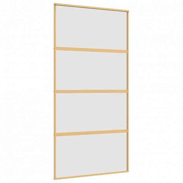 vidaXL Posuvné dveře zlaté 102,5 x 205 cm mléčné ESG sklo a hliník