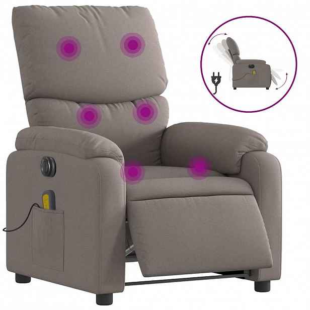 vidaXL Elektrické masážní polohovací křeslo taupe textil