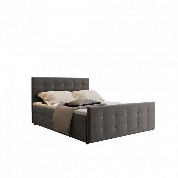 Kaiser Möbel KONTINENTÁLNÍ POSTEL s úložným prostorem, matrací a topperem AMOR Tmavě hnědá 200x200 cm H3-Bonell