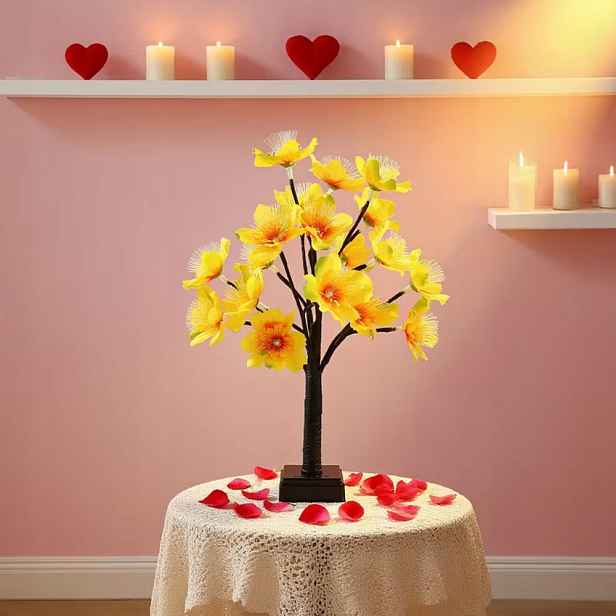 Lampka Led lampa Stromek strom Květina Orchidej žlutá Bonsai Dárek 47 cm