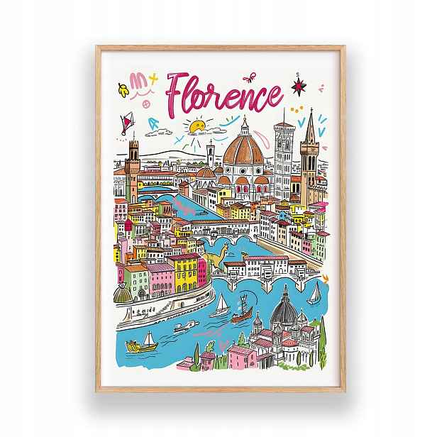 Obraz Florencie A3 plakát nástěnná dekorace dřevěný rámeček 30x42 cm