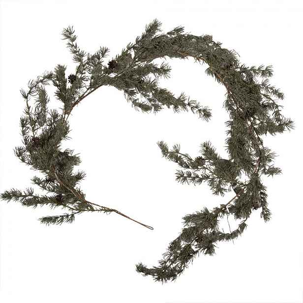 Vánoční zelená cedrová girlanda se šiškami a LED - 20*7*180 cm / 3*AA Clayre & Eef