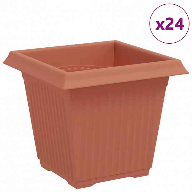vidaXL Čtvercový květináč 24 ks Cihlově červená 16 x 16 x 14 cm Plast