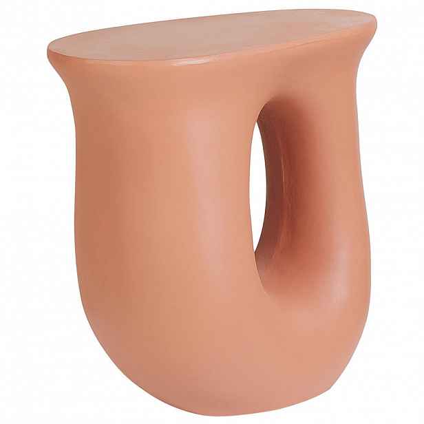 Beliani PŘÍSTAVNÝ STOLEK Beton oranžový 28/42 cm Idro