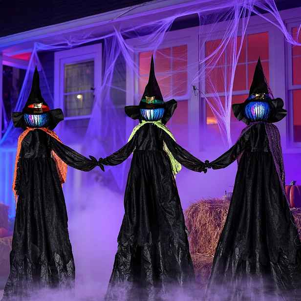 Halloweenské Čarodějnice 140 CM Led Zahradní Dekorace Sloupky Na Trávník