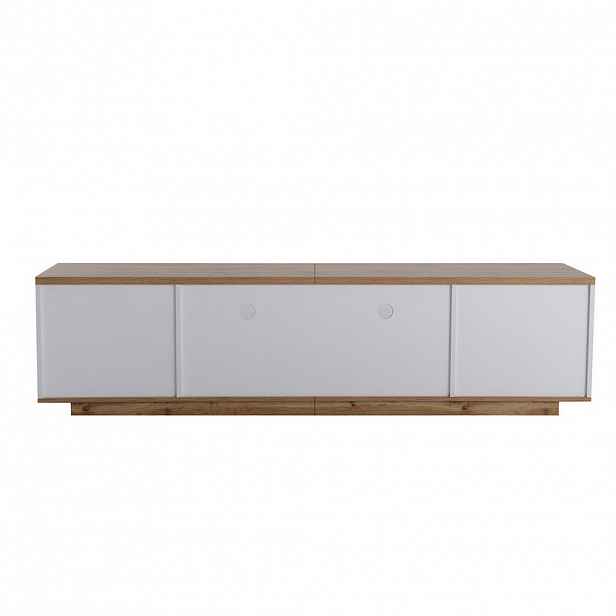 OKWISH TV stolek 180/38/46 cm bílá z MDF s mřížkovými dvířky a skrytým úchytem