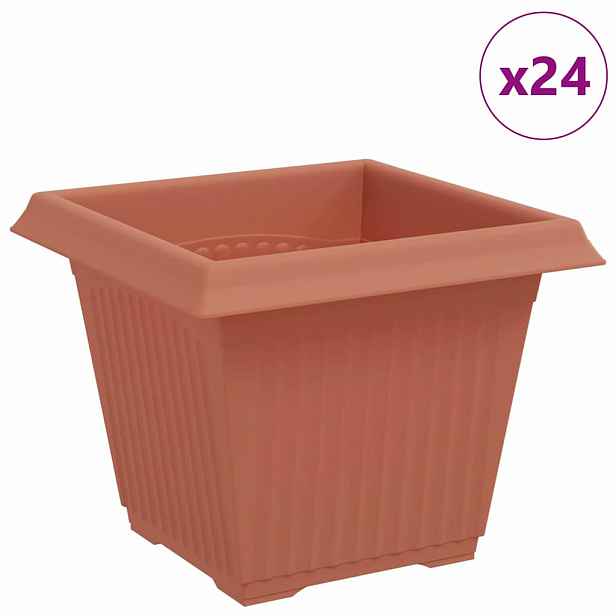 vidaXL Čtvercový květináč 24 ks Cihlově červená 20 x 20 x 16 cm Plast