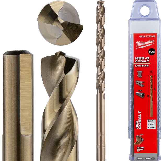 Vrtáky do kovu kobaltové 5,5 mm 10 Ks z nerezové oceli Milwaukee Cobalt
