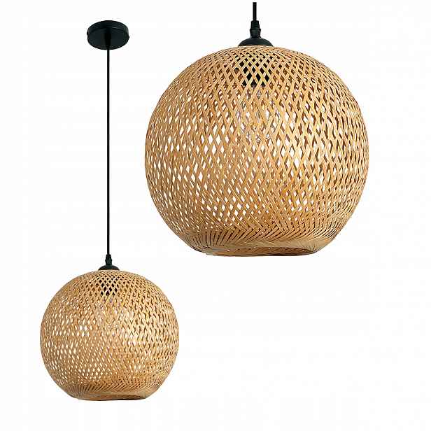 Závěsná lampa Boho styl Bitavia S Abażur 40 cm Bambusová Přírodní do obývacího pokoje