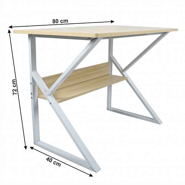 Pracovní stůl s policí TARCAL dub / bílá Tempo Kondela 80x40 cm