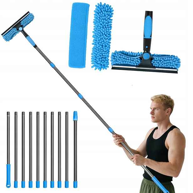 2V1 Mop Na Okna Teleskopický Čistič Zrcadel Kabiny Dlouhý 424 CM