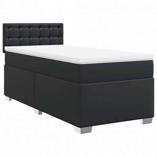 vidaXL Box spring postel s matrací černá 90x200 cm umělá kůže