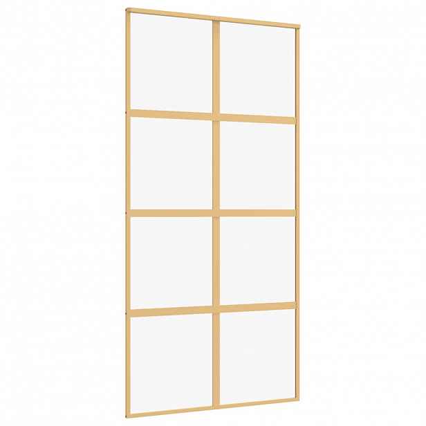 vidaXL Posuvné dveře zlaté 102,5 x 205 cm čiré ESG sklo a hliník