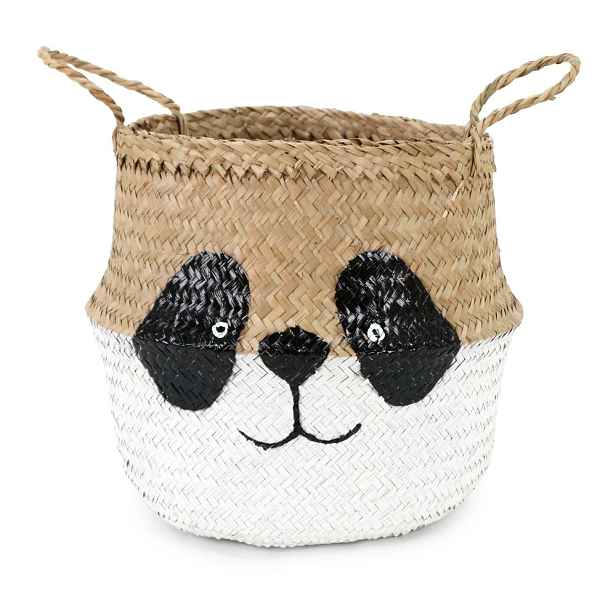 Dětský koš na hračky z mořské trávy v bílo-přírodní barvě ø 25x24 cm Panda – Compactor