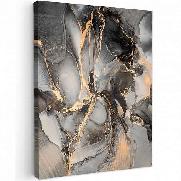 MuchoWow OBRAZ NA PLÁTNĚ Grey - Luxury - Gold - Marble 60x80 cm