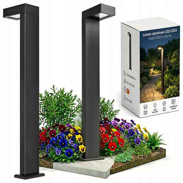 Stojací zahradní lampa Sloupek 80 cm venkovní GX53 Led černá