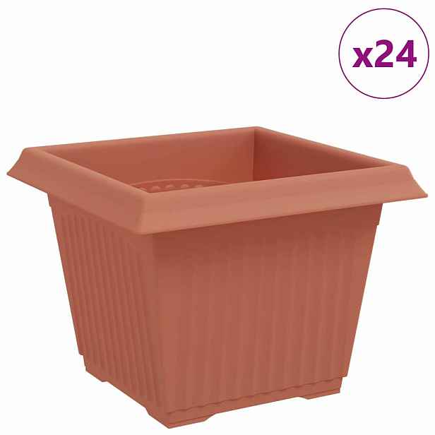 vidaXL Čtvercový květináč 24 ks Cihlově červená 23 x 23 x 17,5 cm