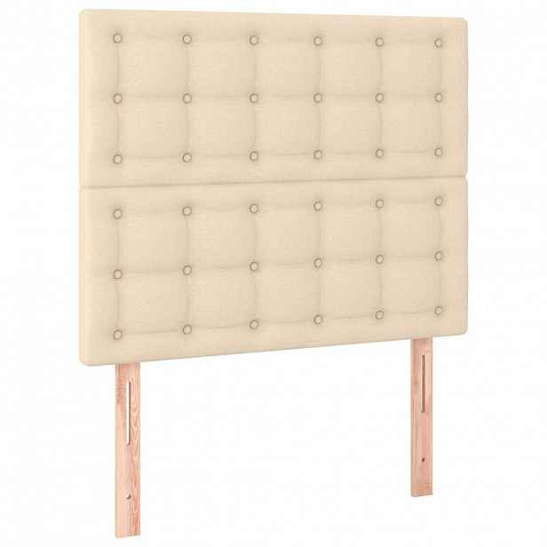 vidaXL Čelo postele krémové 100x5x118/128 cm látkové