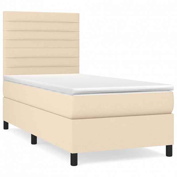 vidaXL Box spring postel s matrací krémová 90x200 cm textil