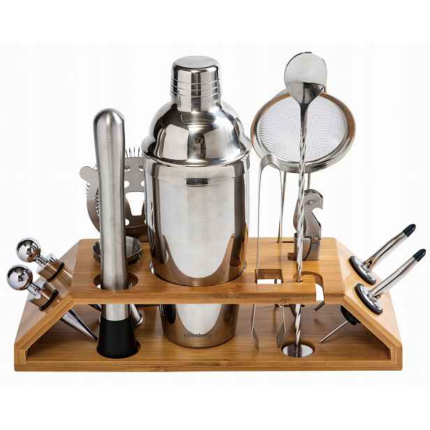 Barový set na koktejly a drinky 13 dílů stříbrný Klausberg KB-7654