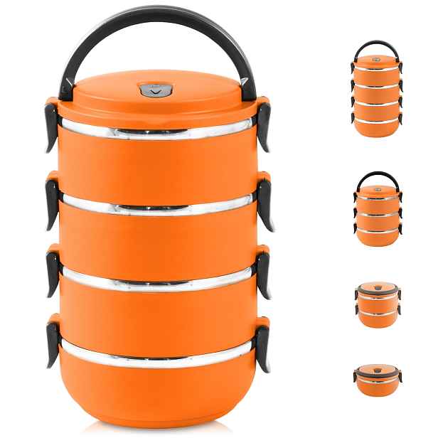 Perfect Home termojídlonosič 4*0,5 l, 4- dílny, oranžový