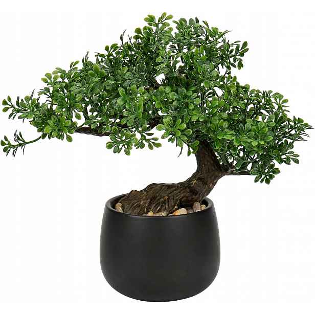 Stromek Bonsai Umělá Rostlina V Keramickém Květináči 25 CM Černá