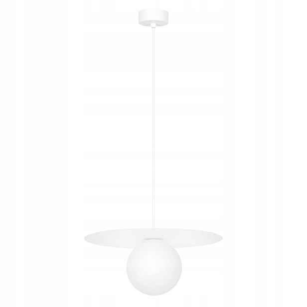 Závěsná lampa bílá skleněná, kulatá, 25 cm do ložnice Kaja