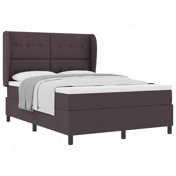 vidaXL Postel s boxspringem s čelo Tmavě hnědá 140 x 190 cm textil