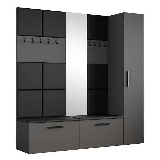 MASSENO MODERNÍ PŘEDSÍŇOVÁ SESTAVA MODULO, 201,2/204/40 cm, šedá