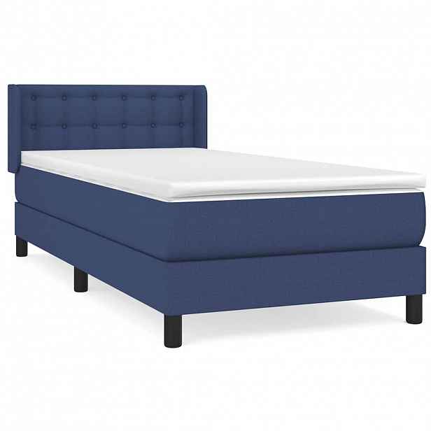 vidaXL Box spring postel s matrací modrá 80x200 cm textil