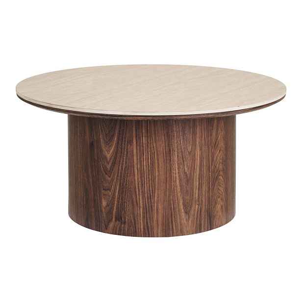 Béžový/tmavě hnědý kulatý konferenční stolek s keramickou deskou ø 80 cm Delphi – House Nordic