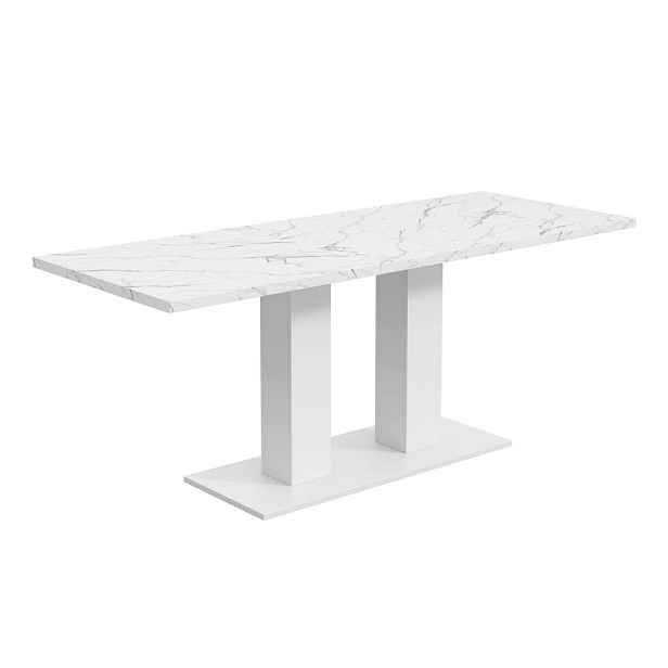Redom ROZKLÁDACÍ jídelní stůl 140/180x70 cm s deskou o tloušťce 30 mm a stabilními dvojitými sloupy, Bílá