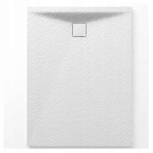 Sprchová Vanička 130x90 CM Obdélníková Nízká Bílá Struktura Kamene Teja Se Sifonem