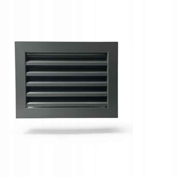 Ventilační mřížka s žaluzií a síťkou kovová antracit 20x14