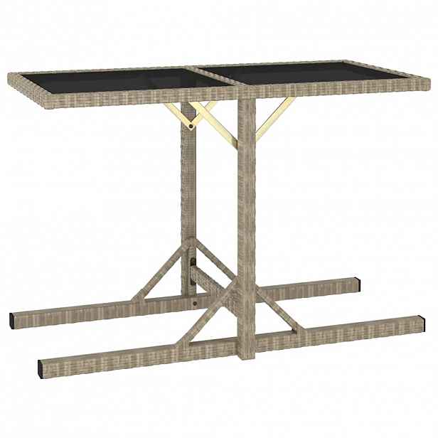 vidaXL Zahradní stůl béžový 110 x 53 x 72 cm sklo a polyratan