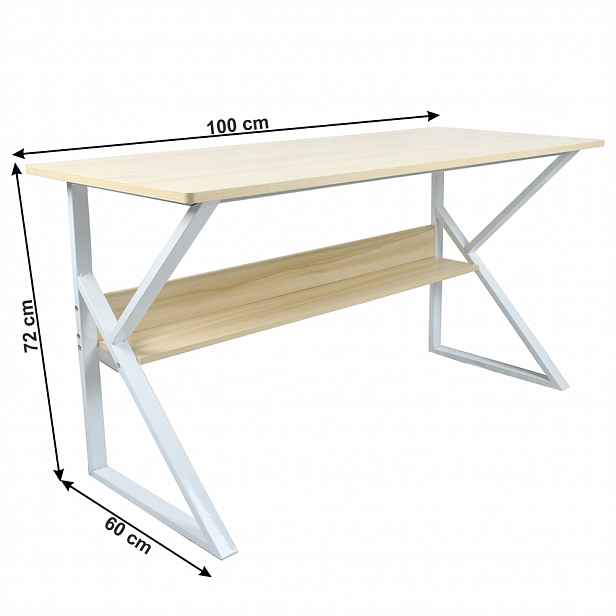 Pracovní stůl s policí TARCAL dub / bílá Tempo Kondela 100x60 cm