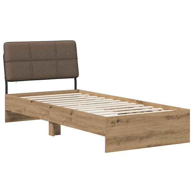 vidaXL Jednolůžková postel s čelem dub artisan a taupe 80 x 200 cm