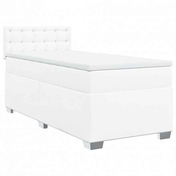 vidaXL Box spring postel s matrací bílá 90x200 cm umělá kůže