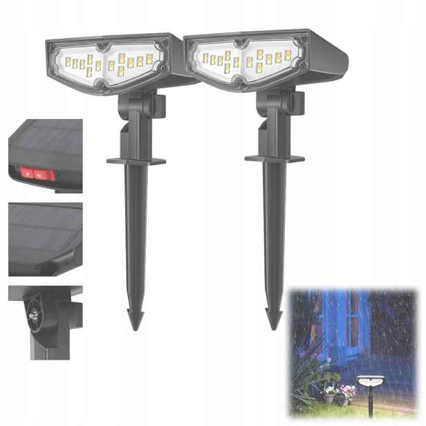 2 Led Solární Lampy Pro Použití Na Zahradě, Solární Reflektory, Osvětlení