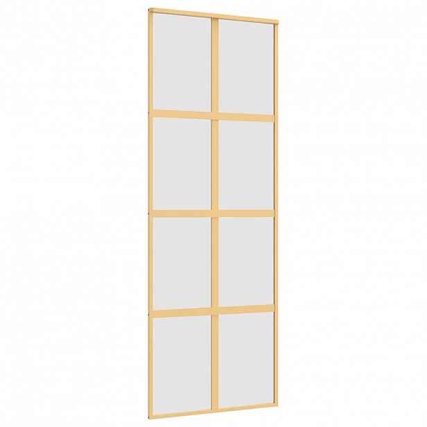 vidaXL Posuvné dveře zlaté 76 x 205 cm mléčné ESG sklo a hliník