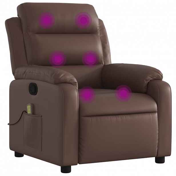 vidaXL Masážní polohovací křeslo hnědé umělá kůže