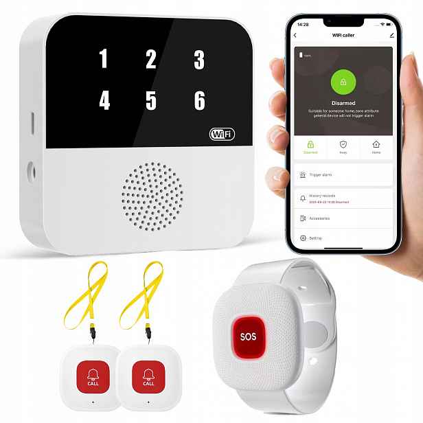 Sos WiFi systém pro seniory Tlačítko Call Náramek Aplikace