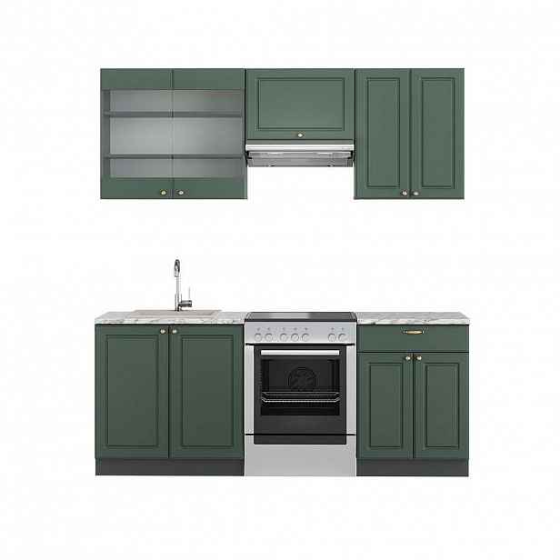 Vicco KUCHYŇSKÝ KOUT Fame-Line Zeleno-zlatá Country House/Anthracite 200 cm , PD Mramor