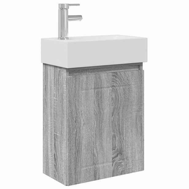 vidaXL Koupelnová skříňka s baterií Šedý Sonoma 45,5 x 25,5 x 84 cm